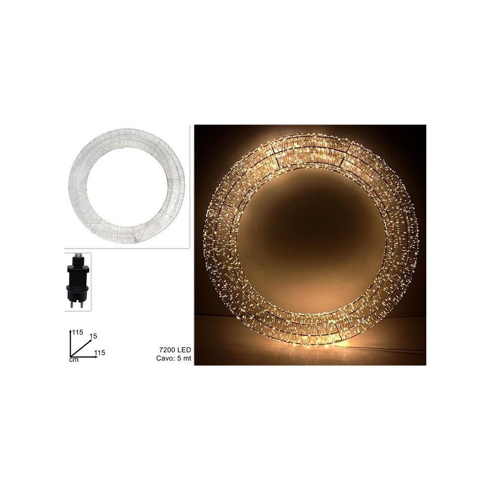 CERCHIO LUMINOSO 115CM 7200LED BIANCO CALDO